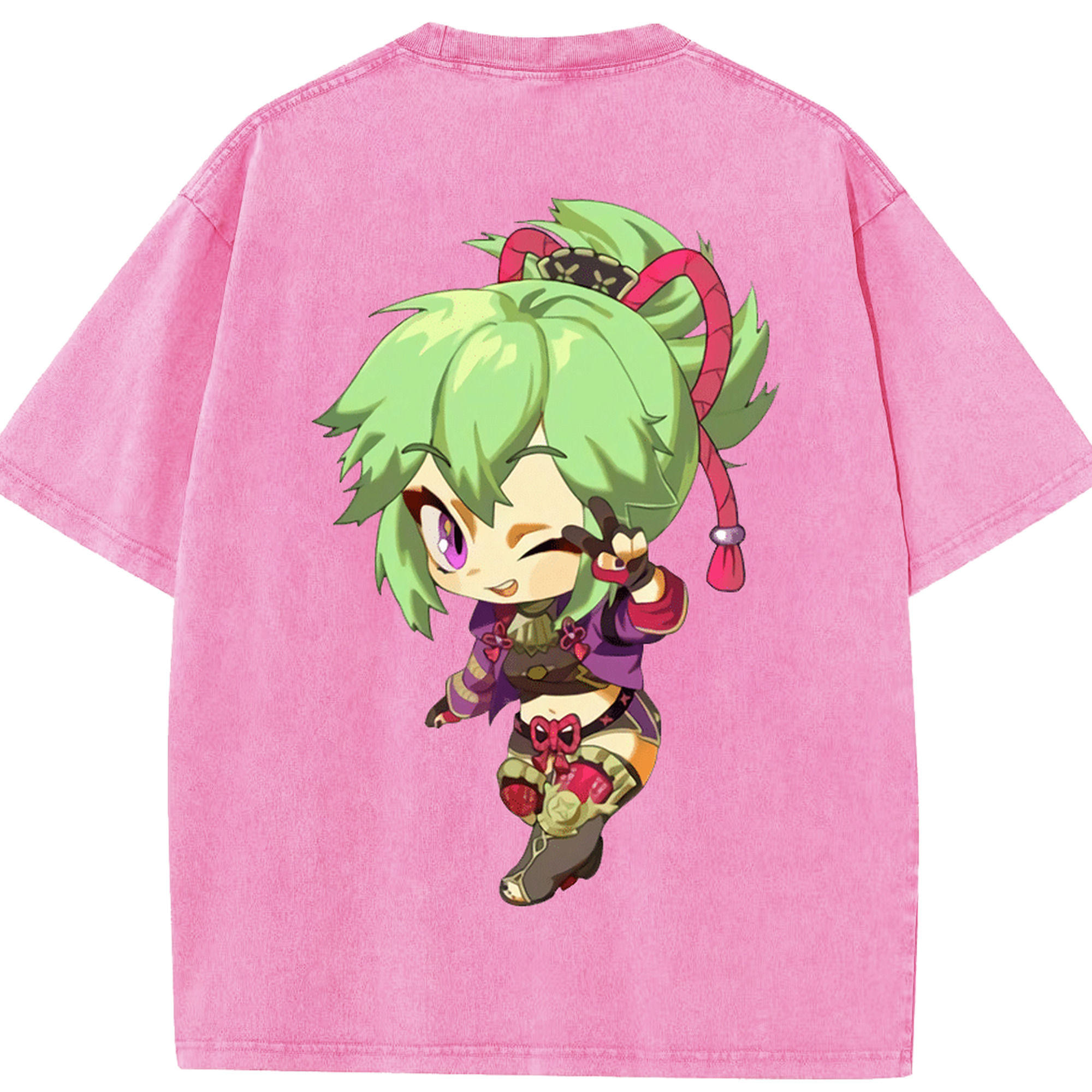 げんし神  久岐忍 くき しのぶ genshin Kuki Shinobu 綿100% ヴィンテージ風 半袖Tシャツ（背面プリント）